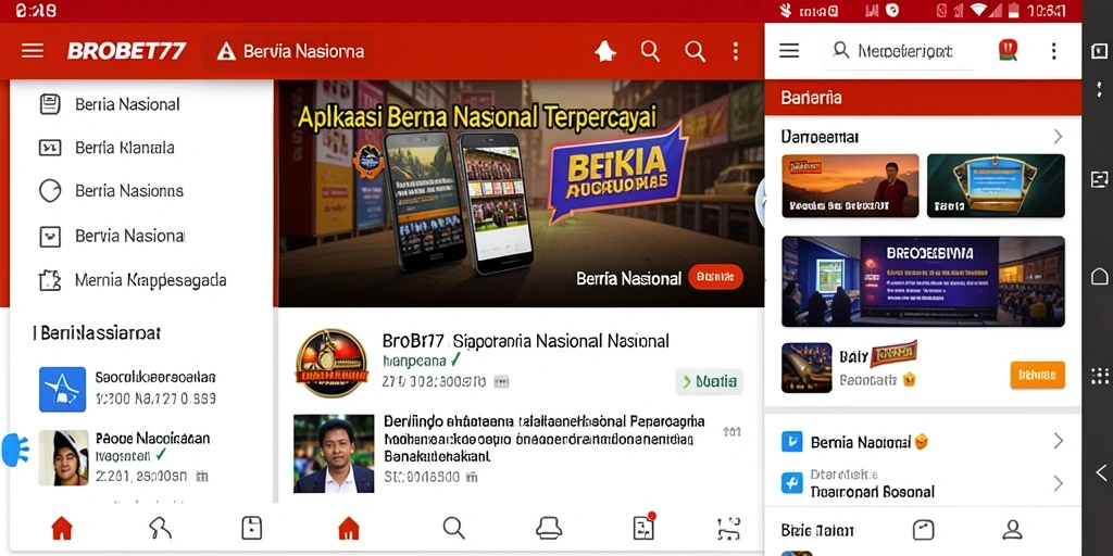 Antarmuka aplikasi BROBET77 dengan tampilan berita nasional yang informatif.