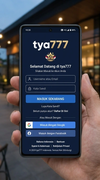 Tampilan halaman login tya777