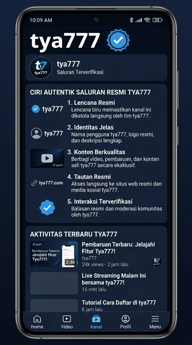 Tampilan kanal resmi tya777