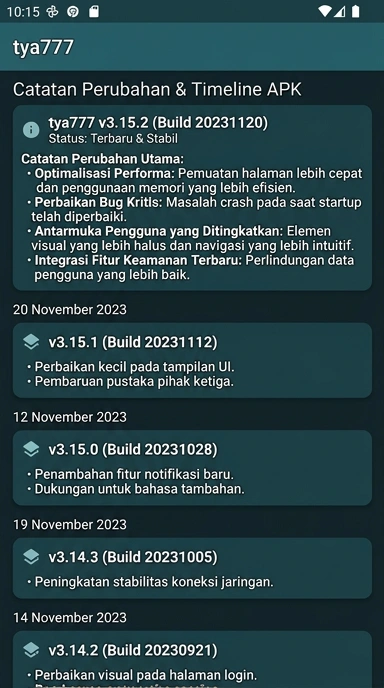 Tampilan riwayat versi tya777
